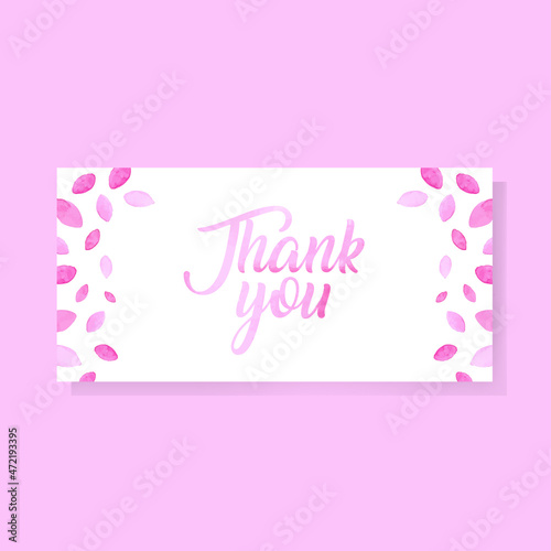 Thank you card made by watercolor vector
