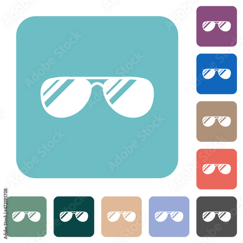 Aviator sunglasses with glosses rounded square flat icons