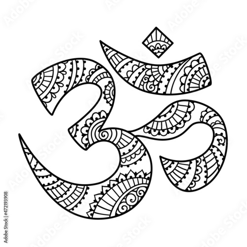 Om yoga logo esoteric art. Vector illustration. Design, hand drawn zenart