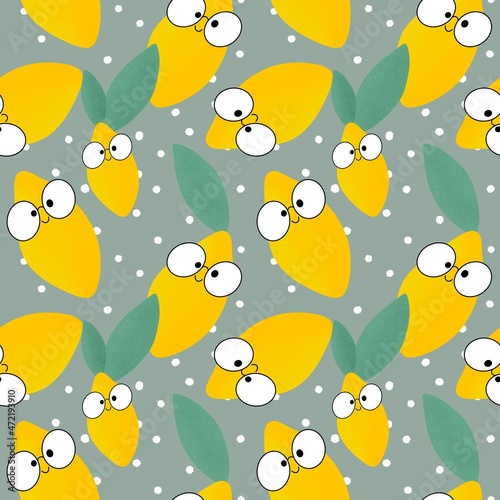 Lemon cartoon seamless fruit pattern for fabrics and textiles and packaging and gifts and cards and linens 