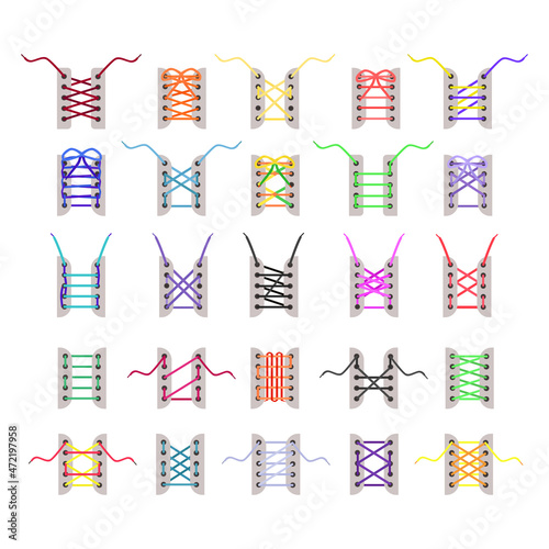 Vector collection of different lacing.