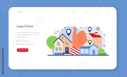 Real estate industry web banner or landing page. Idea of wide selection