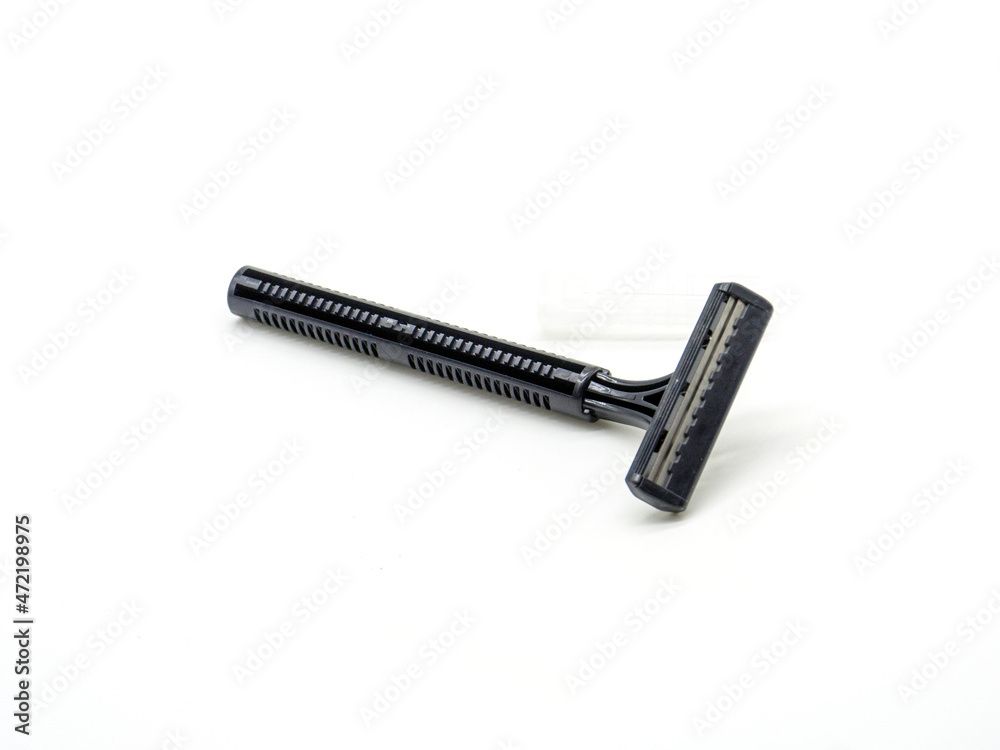 disposable black shaver on a white background disposable black shaver on a white background