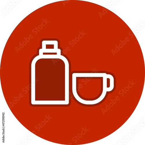 Thermos Line Circle Vector Icon Design