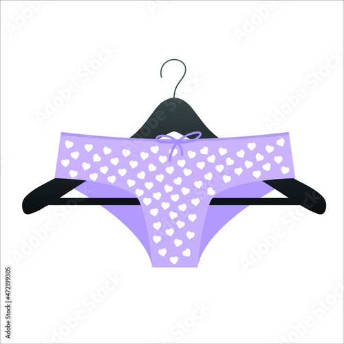Women's panties on a hanger. vector icon for internet