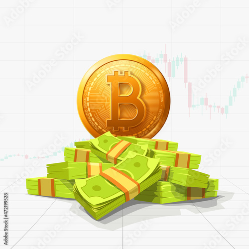 bitcoin on the edge of cash pile