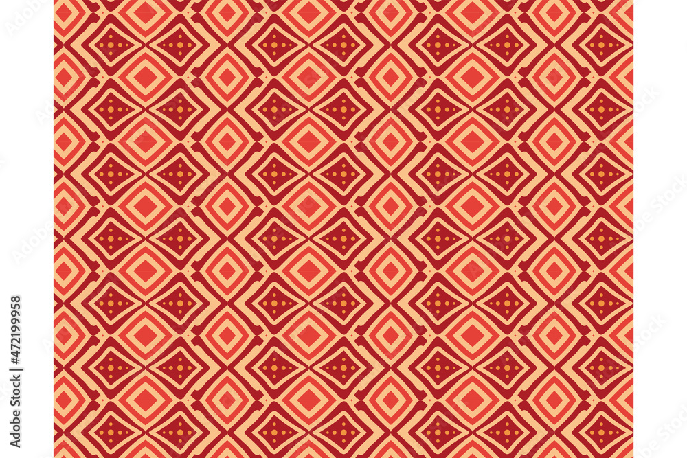 abstract seamless pattern design template use red brick pastel color. Combination of square, x cross, and circle cross on elements. Antique Rhombuses palette geometrical shape. abstract seamless pattern design template use red brick pastel color. Combination of square, x cross, and circle cross on elements. Antique Rhombuses palette geometrical shape.