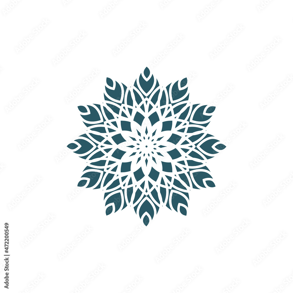 Mandala. Geometric ornament. Decorative symbol. Vector flower icon.