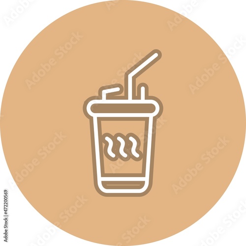 Disposable Tea CUp Line Circle Vector Icon Design