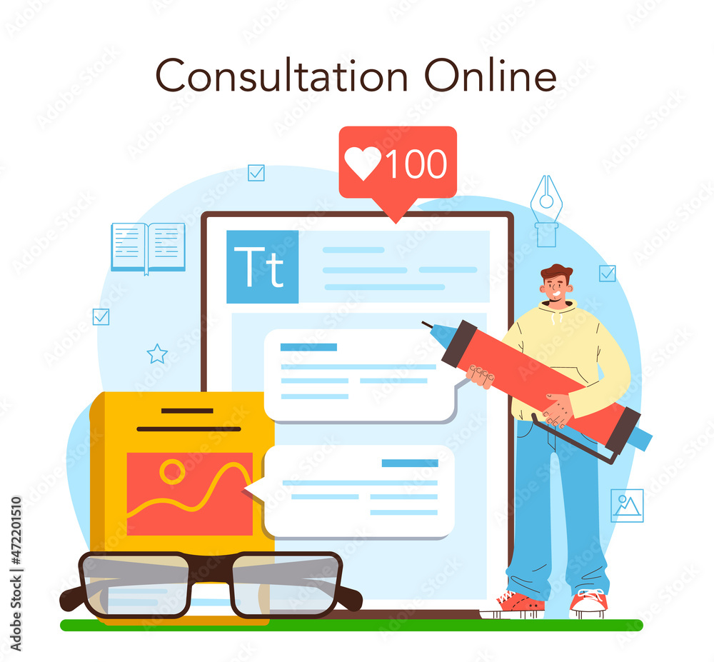 Publisher online service or platform. Editor working on book Publisher online service or platform. Editor working on book