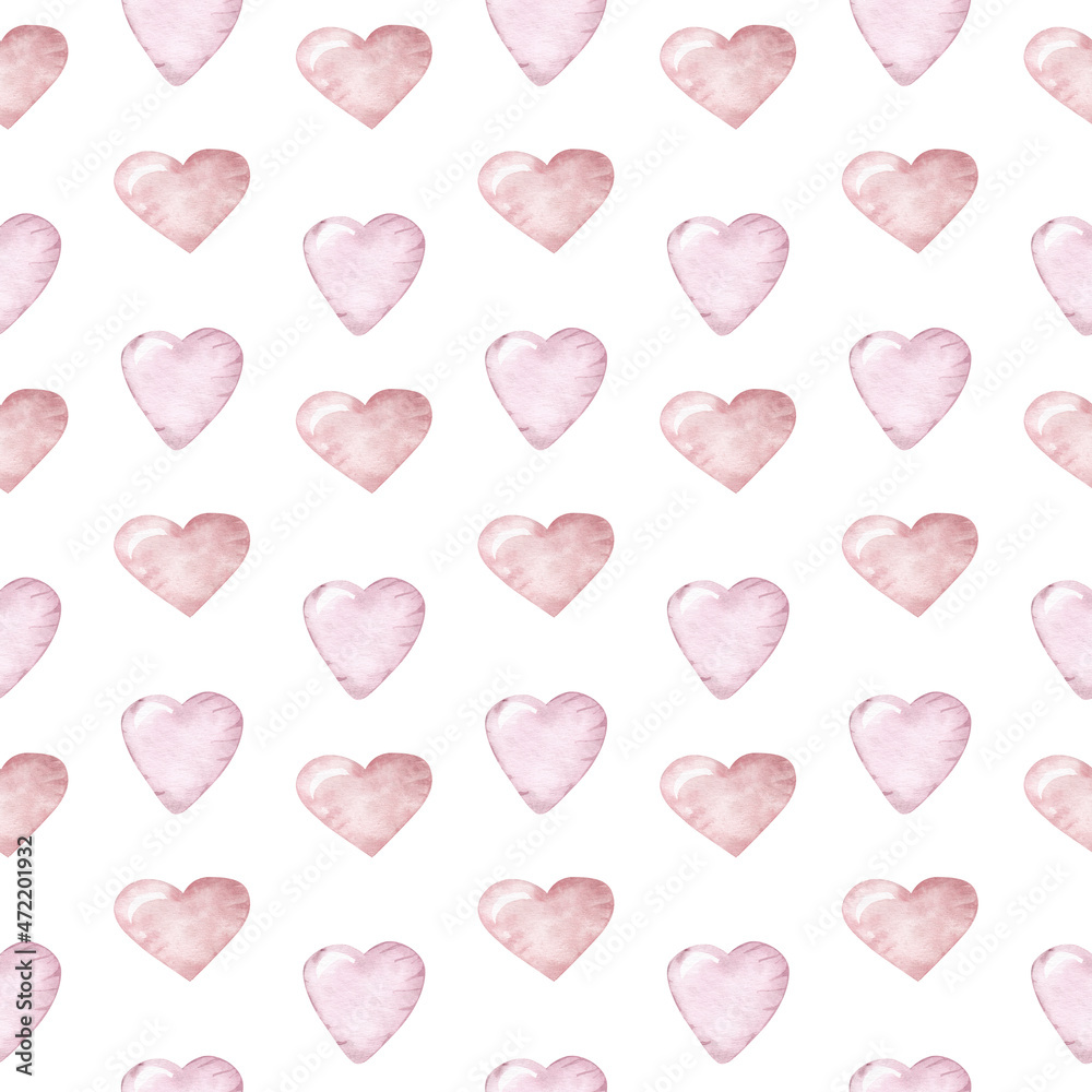 Watercolor st. valentines day seamless pattern