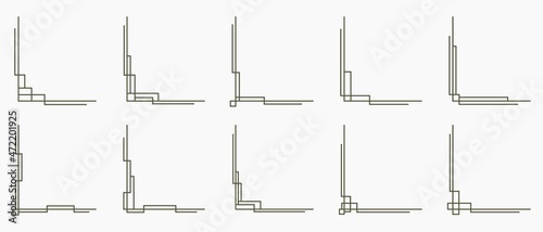 Set of simple corner frames.Design for decoration. Vector illustration.