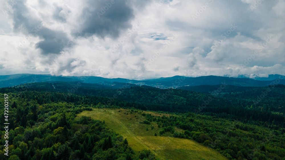 Fototapeta premium mountains aerial view sky clouds