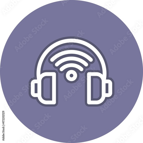Headphones Line Circle Vector Icon Design