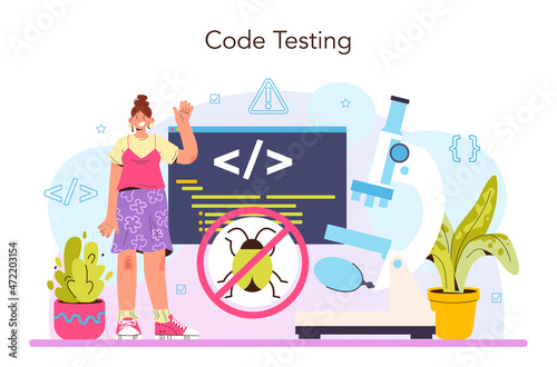 Software tester concept. Application or website code testing.