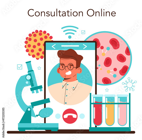 Virologist online service or platform. Scientist studies viruses
