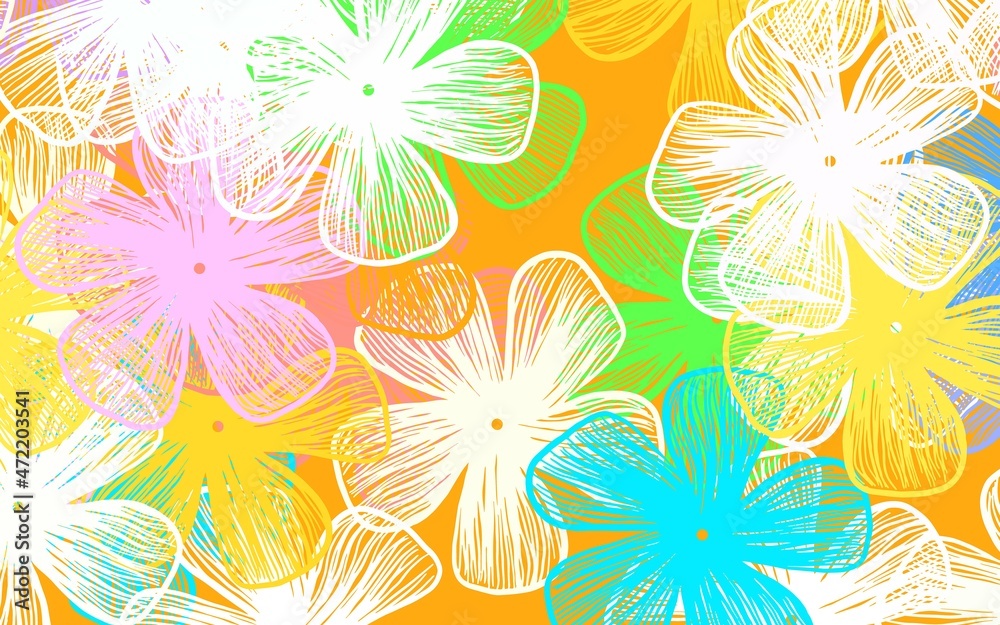 Light Multicolor vector doodle template with flowers