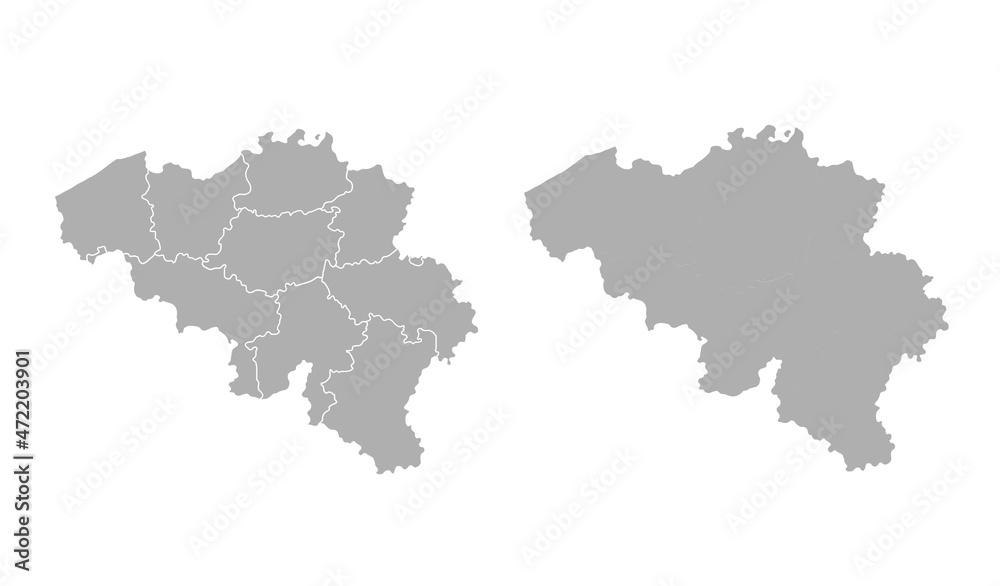 Belgium map in grey isolated on a white background