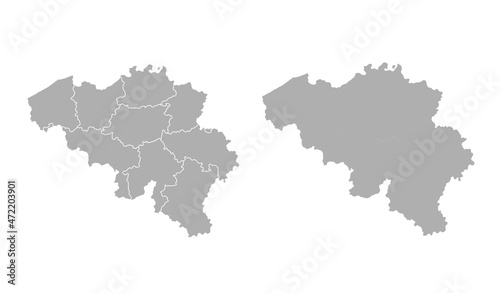 Belgium map in grey isolated on a white background