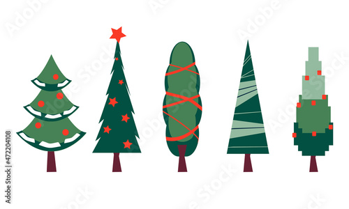 Collection of Christmas trees in different design. 