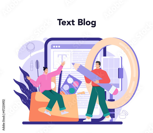 Beauty blogger online service or platform. Video blogger doing