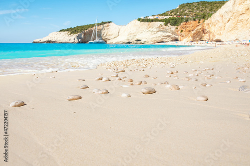 Landscape with Porto Katsiki beach on the Ionian sea  Lefkada island  Greece