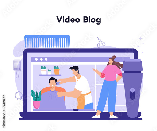 Hairstylist online service or platform. Idea of hairdressing in salon