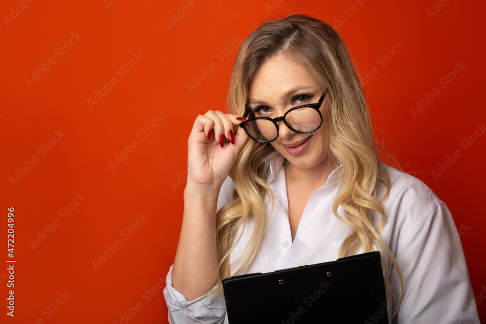 Portrait of a caucasian young woman in glasses Portrait of a caucasian young woman in glasses