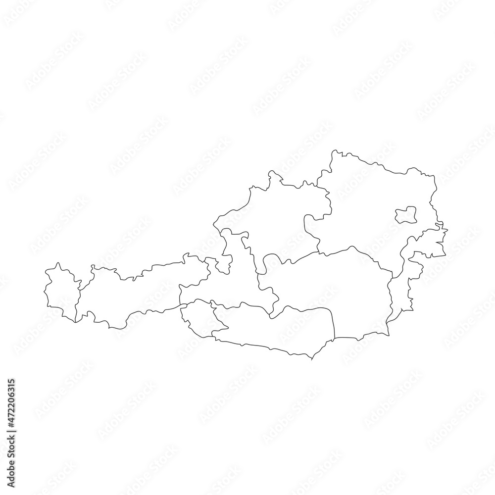 Simple map of Austria drawing. Isolated outline. Simple map of Austria drawing. Isolated outline.