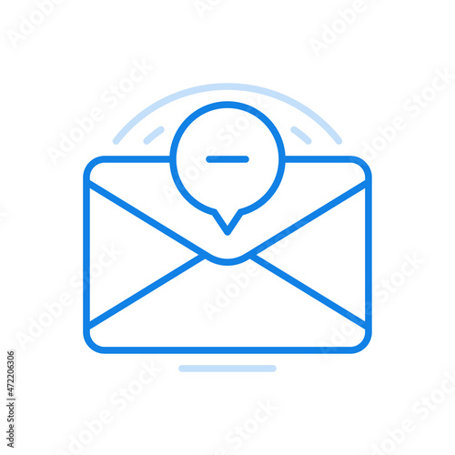Unread letter by email vector line icon. Unverified newsletter closed envelope with minus.