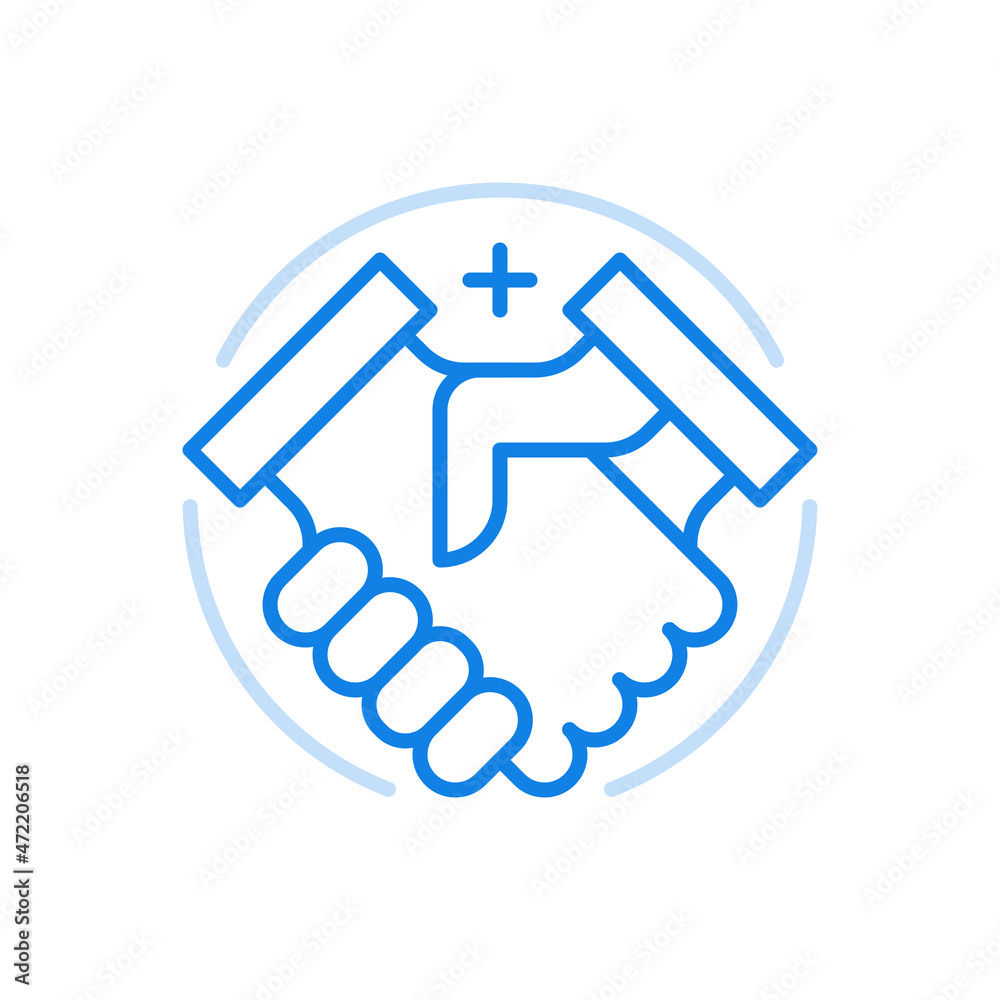 Concluded contract icon line vector. Financial deal and partnership strong handshake of leaders. Concluded contract icon line vector. Financial deal and partnership strong handshake of leaders.