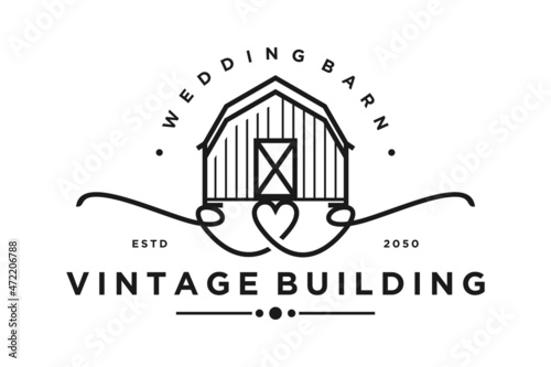 Simple Barn with Floral Wedding Banner logo design