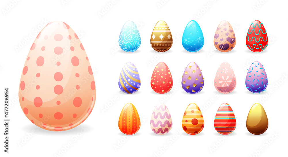 Easter eggs realistic vector set illustrations collection on white background. Easter eggs realistic vector set illustrations collection on white background.