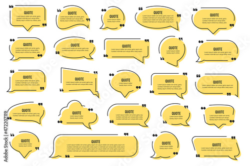 Big set of quote text speech bubble in a flat design. Quote textbox collection