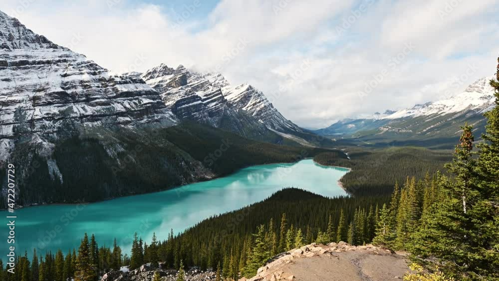 Vidéo Stock Scenery of Peyto lake resemble of fox in Banff national ...