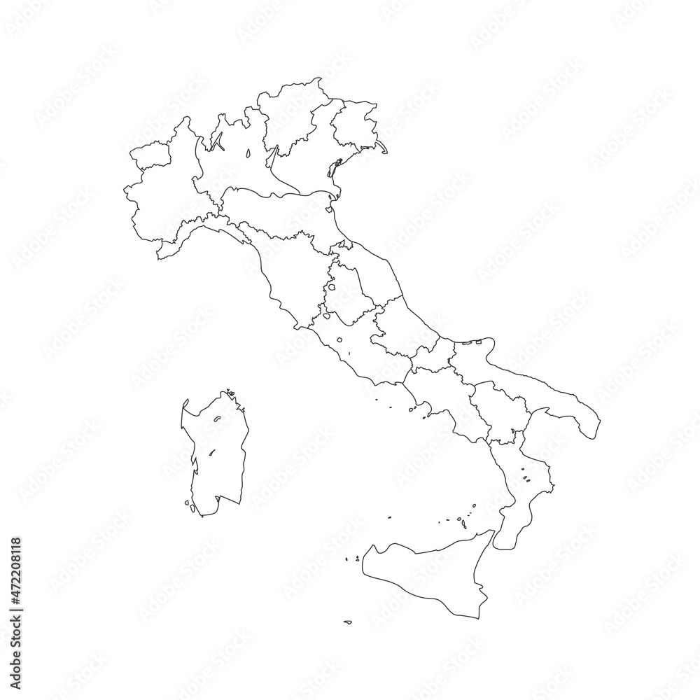 Simple outline Map Of Italy Isolated On White Background. Simple outline Map Of Italy Isolated On White Background.