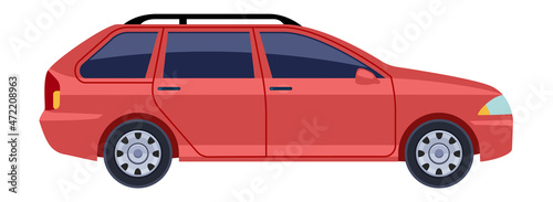 Red hatchback. Side view city car icon