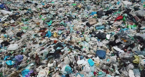 Garbage dump. Environmental pollution. Mountains of garbage photo