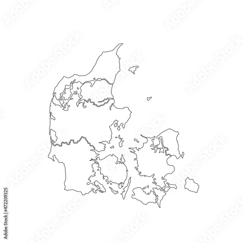 Denmark map using black border on white background