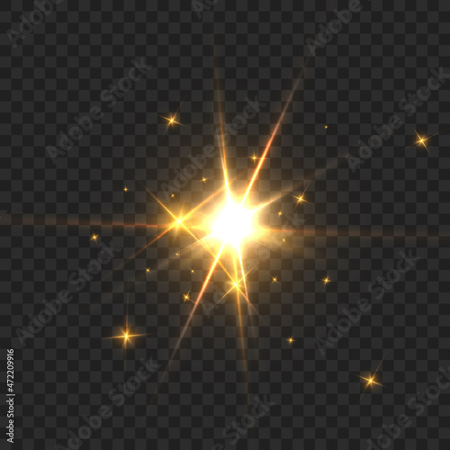 Wallpaper Mural Yellow glowing flash of light on a transparent background. Vector illustration for decoration. A bright star, a flash of the sun. Glare texture. Torontodigital.ca