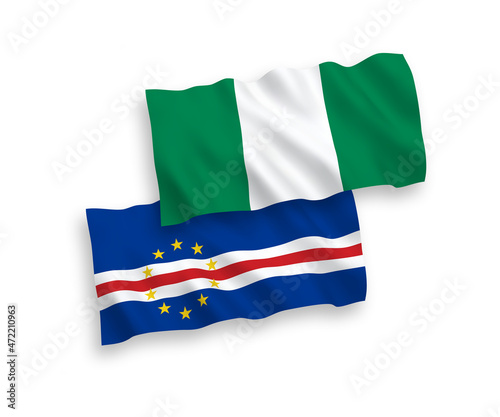 Free Download National vector fabric wave flags of Republic of Cabo Verde and Nigeria isolated on white background. 1 to 2 proportion. - GFXLoad