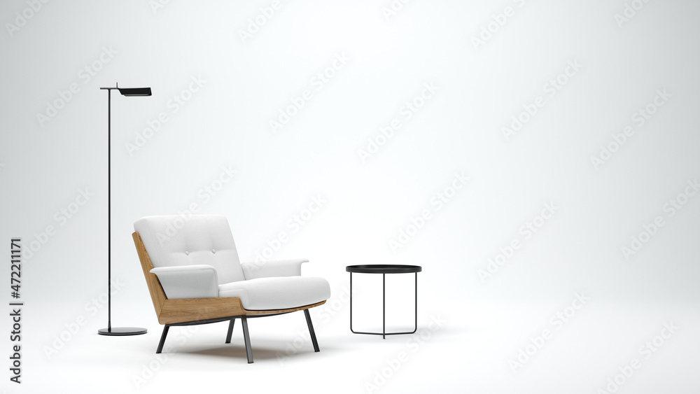 Fototapeta premium Minimalist Interior of modern living room 3D rendering