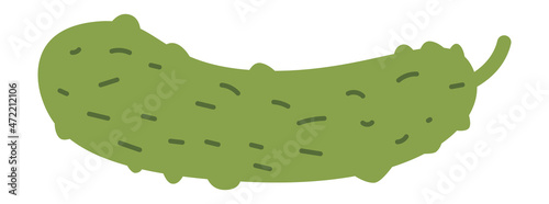 Cucumber icon. Fresh green pickling vegetable with stem