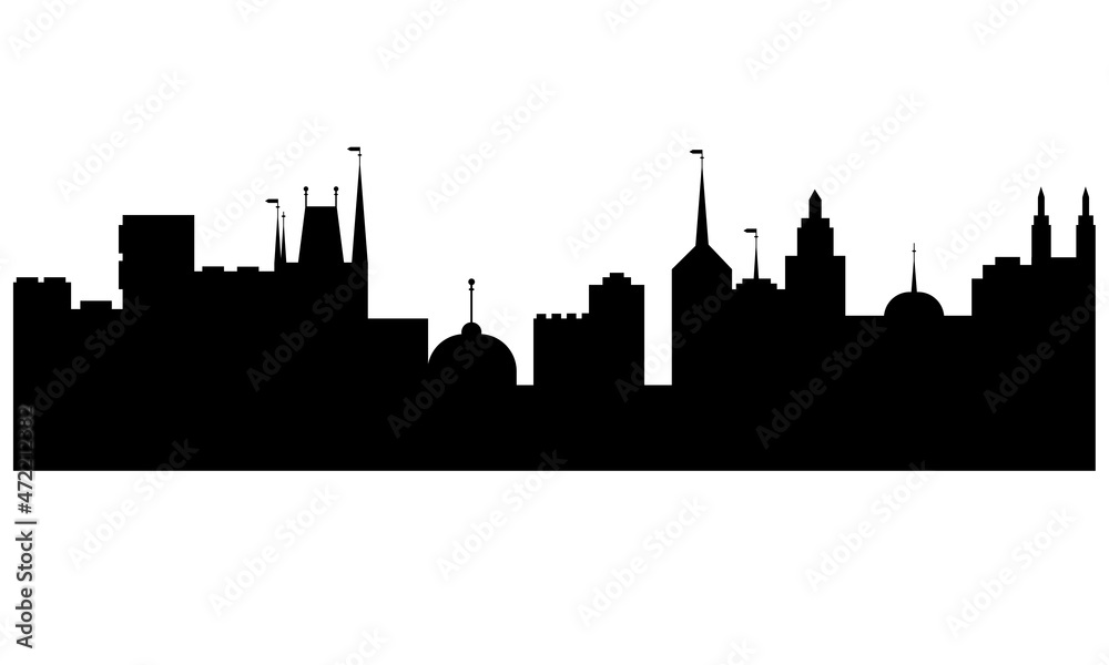 City silhouette in black and white. Cityscape.  Skyline. Panorama of architecture. Skyline