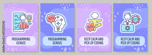 Programmer day celebration greeting card with color icon element set. Programming genius. Postcard vector design. Decorative flyer with creative illustration. Notecard with congratulatory message