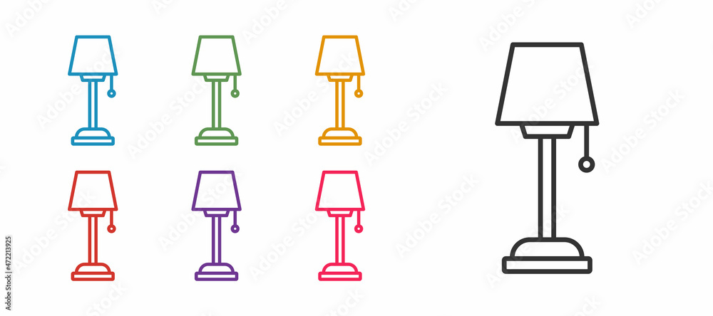 Set line Floor lamp icon isolated on white background. Set icons colorful. Vector Set line Floor lamp icon isolated on white background. Set icons colorful. Vector