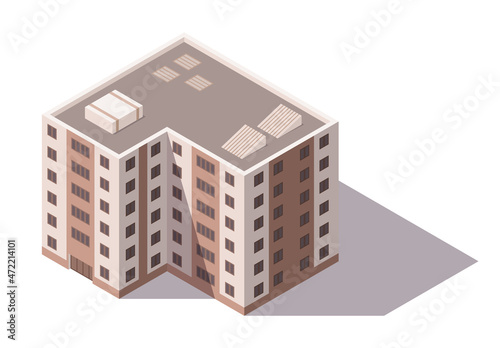 isometric high rise building. City or town map construction element. Icon representing multi story building. Houses  homes or offices