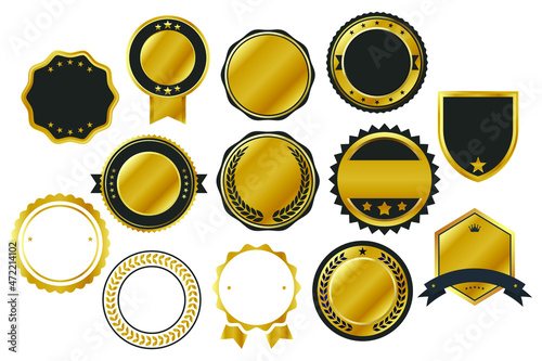 Gradient Golden Luxury Badges. Collection of Premium Badges Flat Vector