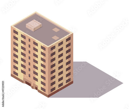 isometric high rise building. City or town map construction element. Icon representing multi story building. Houses, homes or offices