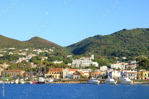 Coastal landscape with marina of Casamicciola Terme, Ischia Island, Italy photo